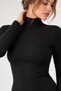 Women's Black Turtleneck Long Sleeve Combed Cotton Bodysuit - 3