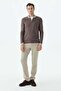 Brown Slim Fit Zippered Knitwear Wool Sweater