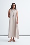 Women's Modal Sleeve Detailed Dress Abaya Set Light Beige - 6
