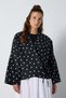 Women's Black Polka Dot Oversized Lined Trench Coat with Tie Detail 32002