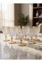 Set of 6 Crystal Cut Gold Detailed Coffee Water Glasses - 2