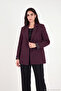 Standard Fit Mono Collar Patterned Lining Detailed Blazer Jacket Women's Jacket 6524003 - 5