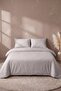 Elite Gray Striped Satin Double Duvet Cover Set - 4 Pieces - 2