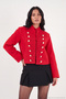 Cotton Judge Collar Napoleon Style Striped Cashmere Textured Jacket Women's Jacket 6811428 - 5
