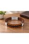 Peleron Russetcross Brown Leather Men's Bracelet - Orange Double Braid - 2