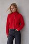 Women's Red Turtleneck Knitwear Cardigan Alc-X15881 - 3