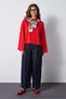 Crop Wide Sleeve Oversize Basic T-Shirt Red 30059 - 2