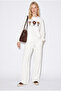 Women's Ecru Bead and Sequin Embroidered Appliqué Oversize Sweatpants Modal Set 2265 60286491 - 2