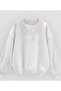 White Unisex V-Neck Oversize Patterned Fabric Sports Sweatshirt Hzlvdüz01Ssweat