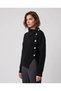 Button Detailed Asymmetrical Collar Ribbed Knit Sweater - 2