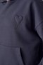Heart Embossed Hooded Sweatshirt - Navy Blue Dark Blue - 3