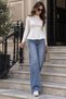 Women's Half-Throat Collar Waist-Fitted Flounce Peplum Long Sleeve Basic Blouse - 5