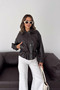 Flato Pocket Bottom Lace-Up Leather Jacket - Bitter Brown Bitter Brown - 4