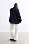 Dark Blue Removable Hooded Trench Coat - 7