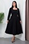 Square Neck Long Sleeve Flared Dress with Stones 2026-5005 - 6