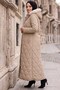 Baklava Pattern Full Length Nova Quilted Plus Size Coat Beige Hnt2802 - 2