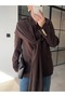 Brown Gold Button Detailed Shawl Jacket - 2Y9721 - 2