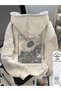 Unisex Gray Grace Daisy Back Printed Hooded Sweatshirt Printed Premium Oversize T-Shirt