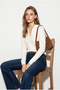 Women's Ecru Polo Neck Hair Knit Patterned Long Sleeve Knitwear Sweater Tk261087 60286487 - 2