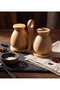 Salt and Pepper Shaker Set with Bamboo Stand - 2-Piece Wooden Salt Shaker Set - Portable Spice Shaker Set with Handle
