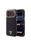 iPhone 18 Pro Max Case Licensed M-Safe Pu Metal Triangle Logo Carbon Fiber Kevlar Cover Claret Red