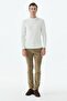 White Slim Fit Patterned Crew Neck Knitwear