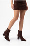 Women's Thick Heeled Pointed Toe Embroidered Suede Design Boots - 5