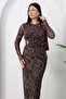 Crew Neck Buckle Long Sleeve Leopard Dress Grs4159 - 6