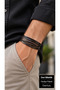Rasmelio Ashwrap Smoked Gray Leather Men's Bracelet - Multi-Row Textured Stripe
