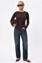 Women's Jolie Asymmetrical Detailed Long Sleeve Brown Knitted Blouse - 2