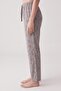 Women's Gray Ribbon Patterned Viscose Elastic Waist Comfortable Fit Pajama Bottoms - 3