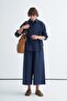 Women's Organic Cotton Oversize Shirt and Pants Set Navy Blue - 2