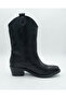 Women's shiny leather heeled cowboy boots - 3