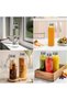 Glass Water Bottles with Lids - 6pcs Set, 16oz Reusable Leakproof Water Bottle for Juice, Tea, - 6