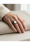Handmade Women's Baroque Pearl Detailed Black Stone Gold Double Band Design Ring - 3