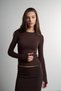 Women's Ribbed Fabric Crew Neck Basic Blouse Cty-Lbn-3843