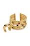 Handmade Women's Colorful Stone Gold Color Multi-Row Bracelet and Ring Set - 3