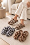 3-Piece Beige Leo - Tan Leo - Gray Leo Leopard Patterned Plush Closed Toe 3 cm Sole Home Slipper Set Byndatom01 - 4