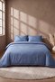 Elite Indigo Striped Satin Double Duvet Cover Set - 4 Pieces - 2
