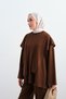 Women's Shoulder Tie Waist Elasticized Suit Brown - 3