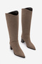 Women's Pointed Toe Thick Heeled Non-Zipper Boots Tines Mink Suede - 6
