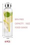 Glass Water Bottles with Lids - 6pcs Set, 16oz Reusable Leakproof Water Bottle for Juice, Tea, - 2