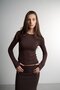 Women's Ribbed Fabric Crew Neck Basic Blouse Cty-Lbn-3843 - 4