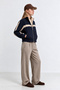 Contrast Stripe Detailed Woven Jacket Laz0019 Dark Blue - 4