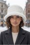 Women's Winter Plush Bucket Hat Soft Furry Hat White - 5