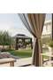 Golden Flame Gazebo 3x4 Curtain And Net With Integrated Outdoor Kitchen Unit - Gold - 2