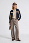 Contrast Stripe Detailed Woven Jacket Laz0019 Dark Blue - 3