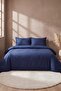 Elite Navy Blue Striped Satin Double Duvet Cover Set - 4 Pieces - 2