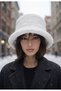 Women's Winter Plush Bucket Hat Soft Furry Hat White - 3