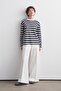 Cotton Striped T-Shirt Navy Blue - 2